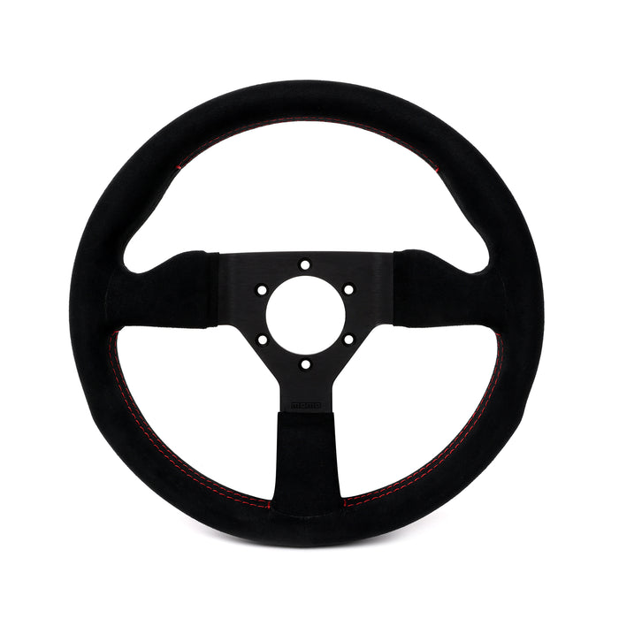 Momo Montecarlo Alcantara Steering Wheel 320 mm - Black/Red Stitch/Black Spokes