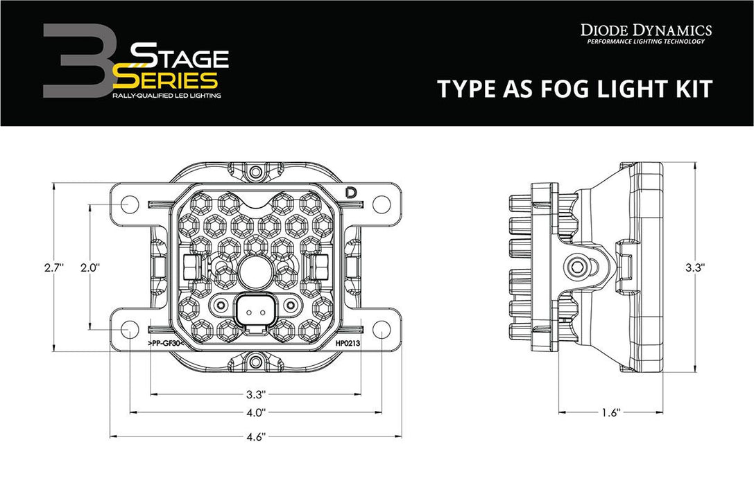 Diode Dynamics Stage Series 3" SAE/DOT Yellow Pro LED Pod (par)